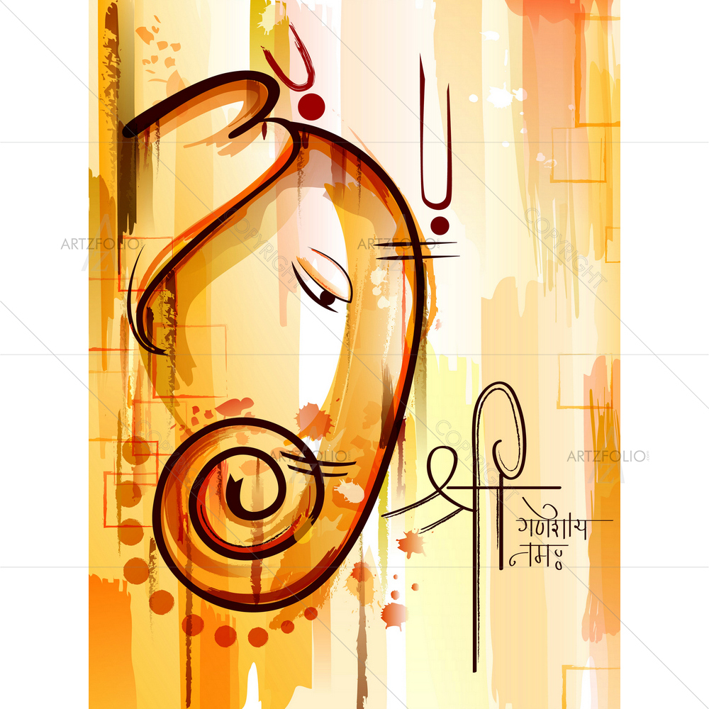 Hindu God Ganesha Chaturthi D3 — Devotional custom art by ArtzFolio