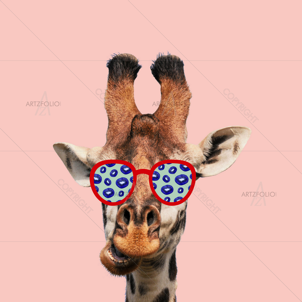 Giraffe Wearing Sunglasses — African custom art by ArtzFolio