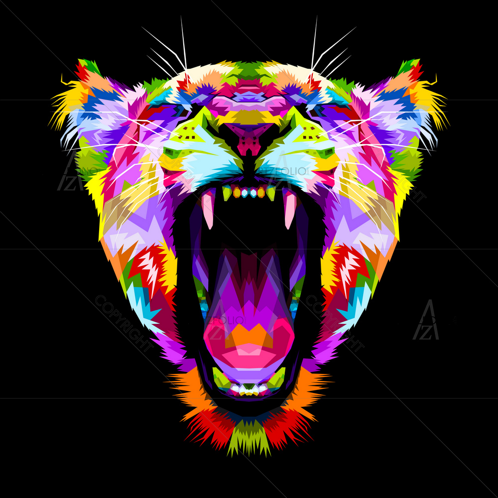 Colorful Angry Lion — custom-size art design 5013874