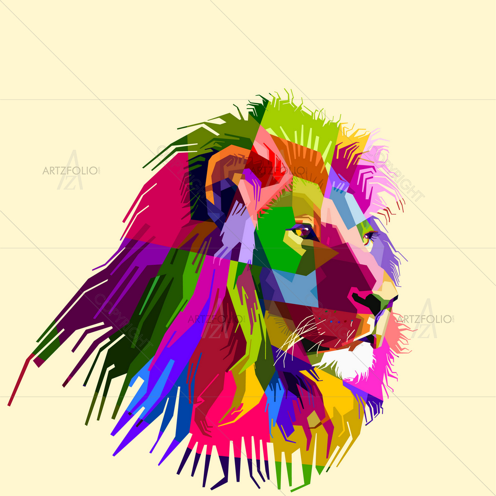 Colorful Lion Head D1 — custom-size art design 5013879