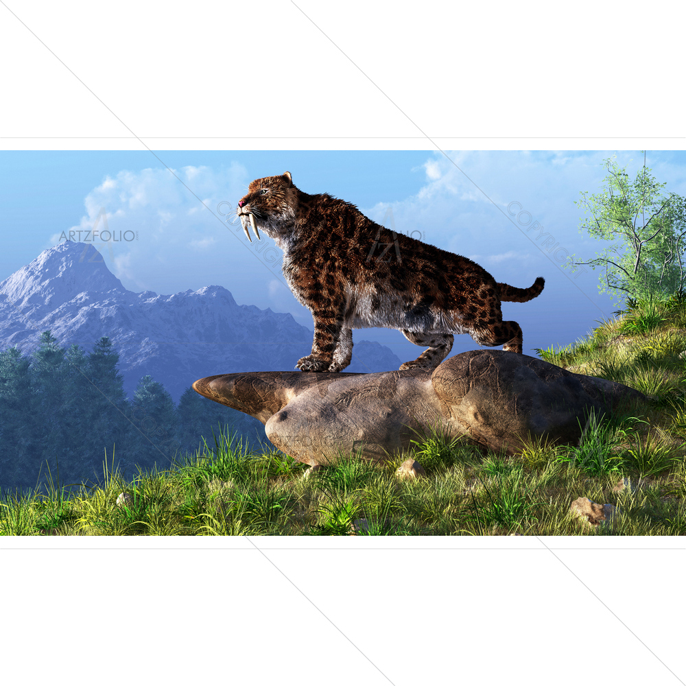 Saber-Toothed Cat — Ancient custom art by ArtzFolio