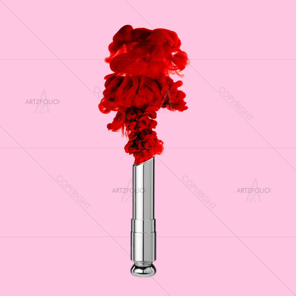 Smoking Red lipstick Image — Fashion custom art by ArtzFolio