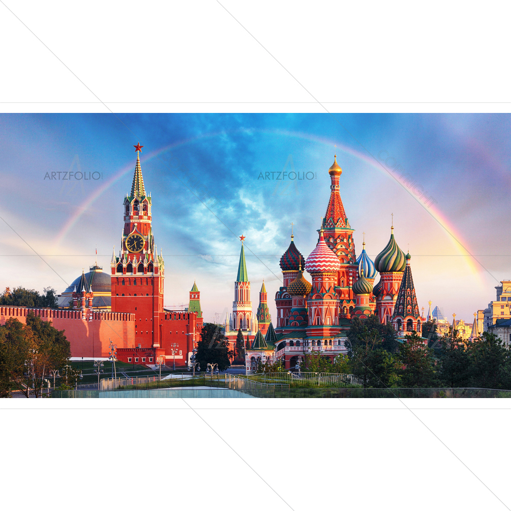 Red Square with Moscow and St. Basil's Cathedral — custom-size art design 5013890