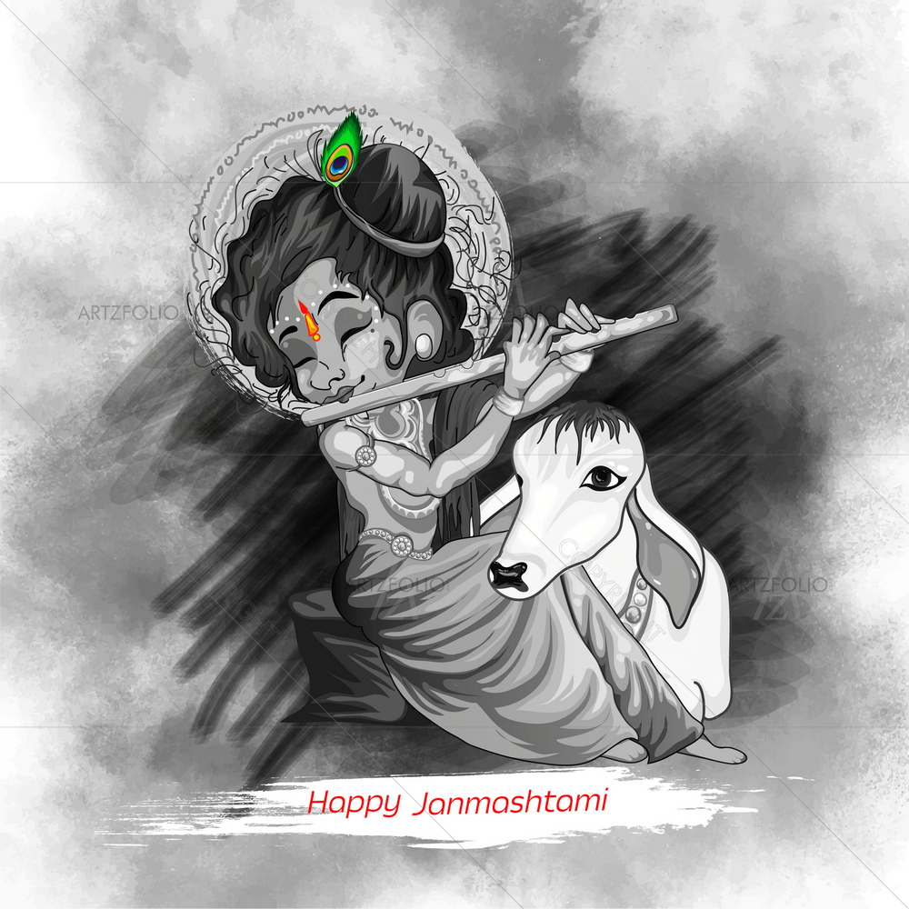 Lord Krishna Janmashtami D2 — Devotional custom art by ArtzFolio