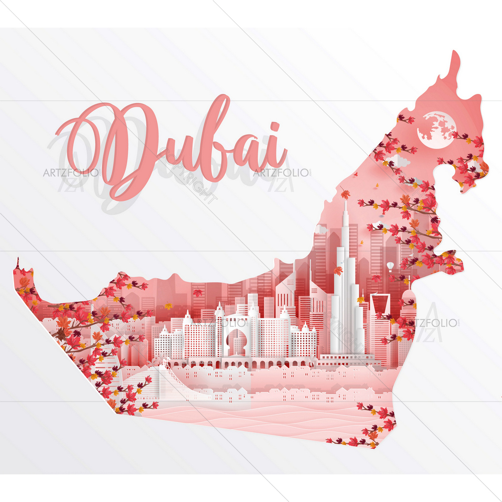 Autumn in Dubai with its Famous Landmarks — Devotional custom art by ArtzFolio