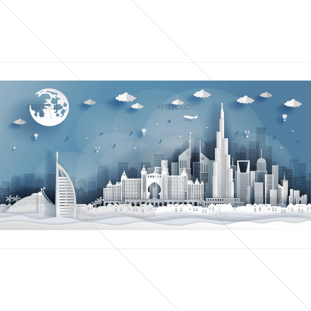 World Famous Landmarks Of Dubai — custom-size art design 5013903