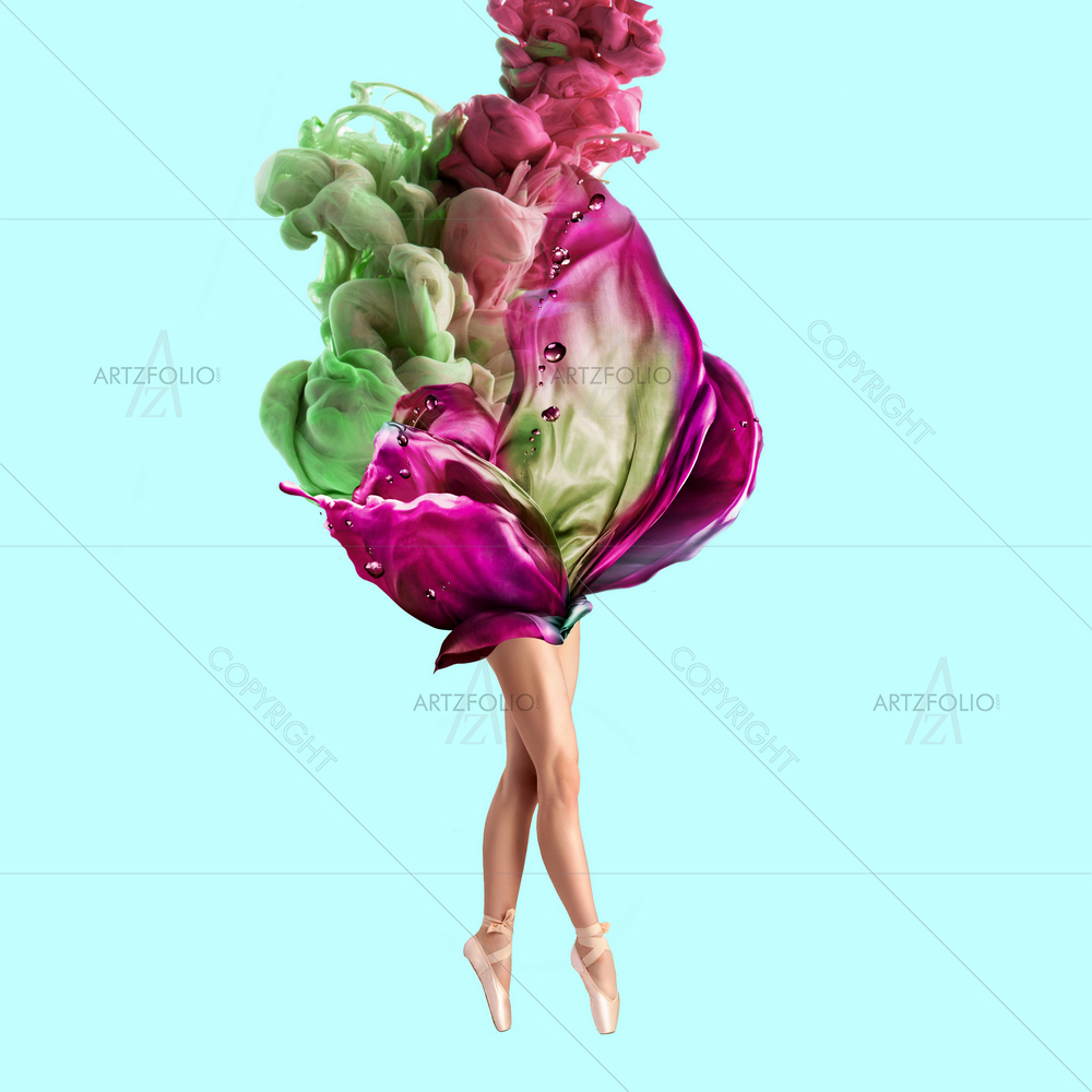 Ballerina's Legs With Colorful Smoke — custom-size art design 5013924