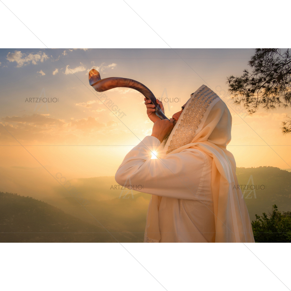 Man Blows the Shofar — custom-size art design 5013927