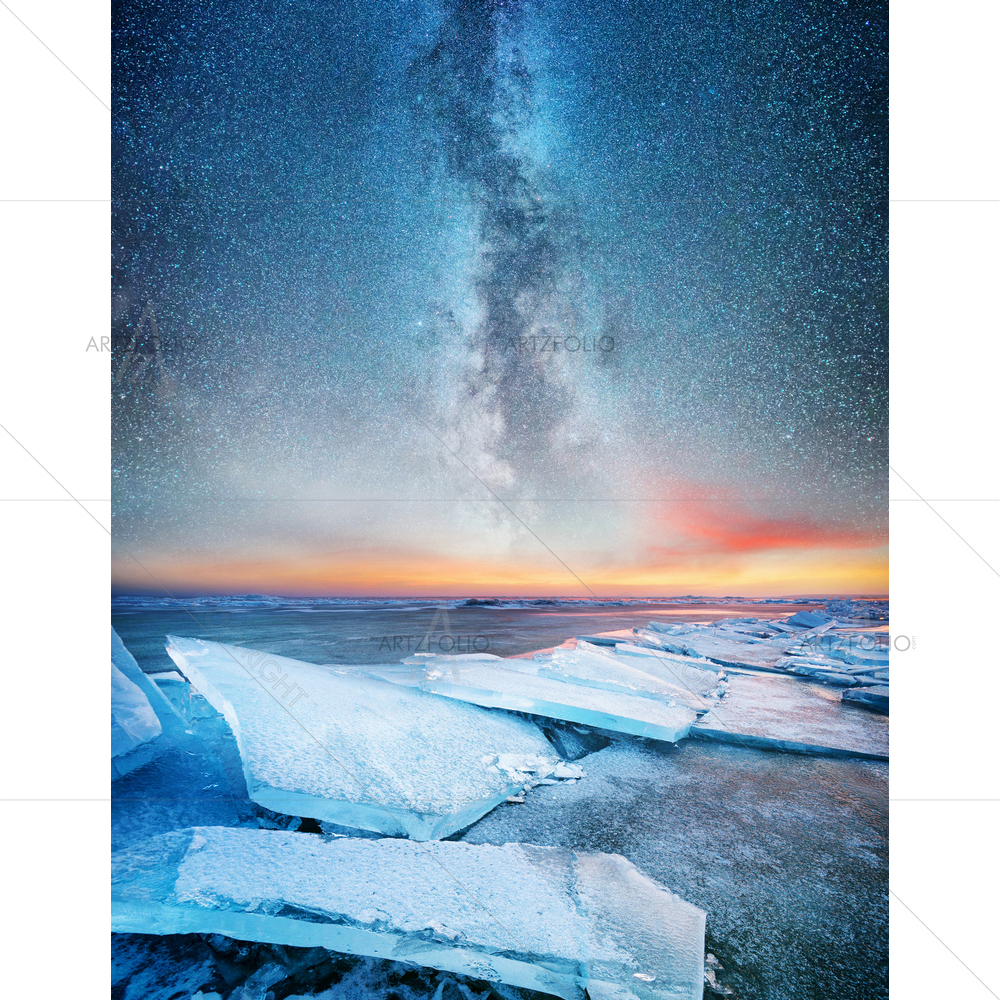 Ice on Ocean Shore, Norway — Astronomy custom art by ArtzFolio