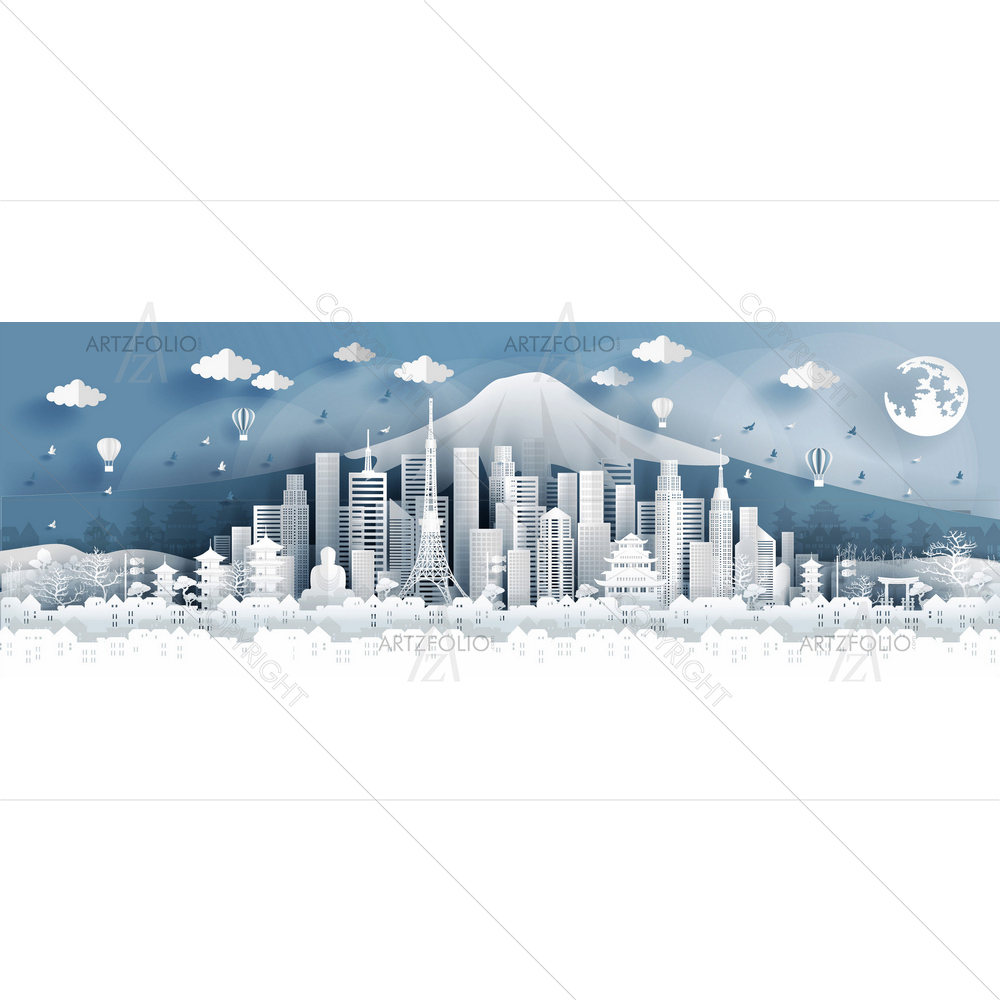 Tokyo City Famous Landmarks — Devotional custom art by ArtzFolio