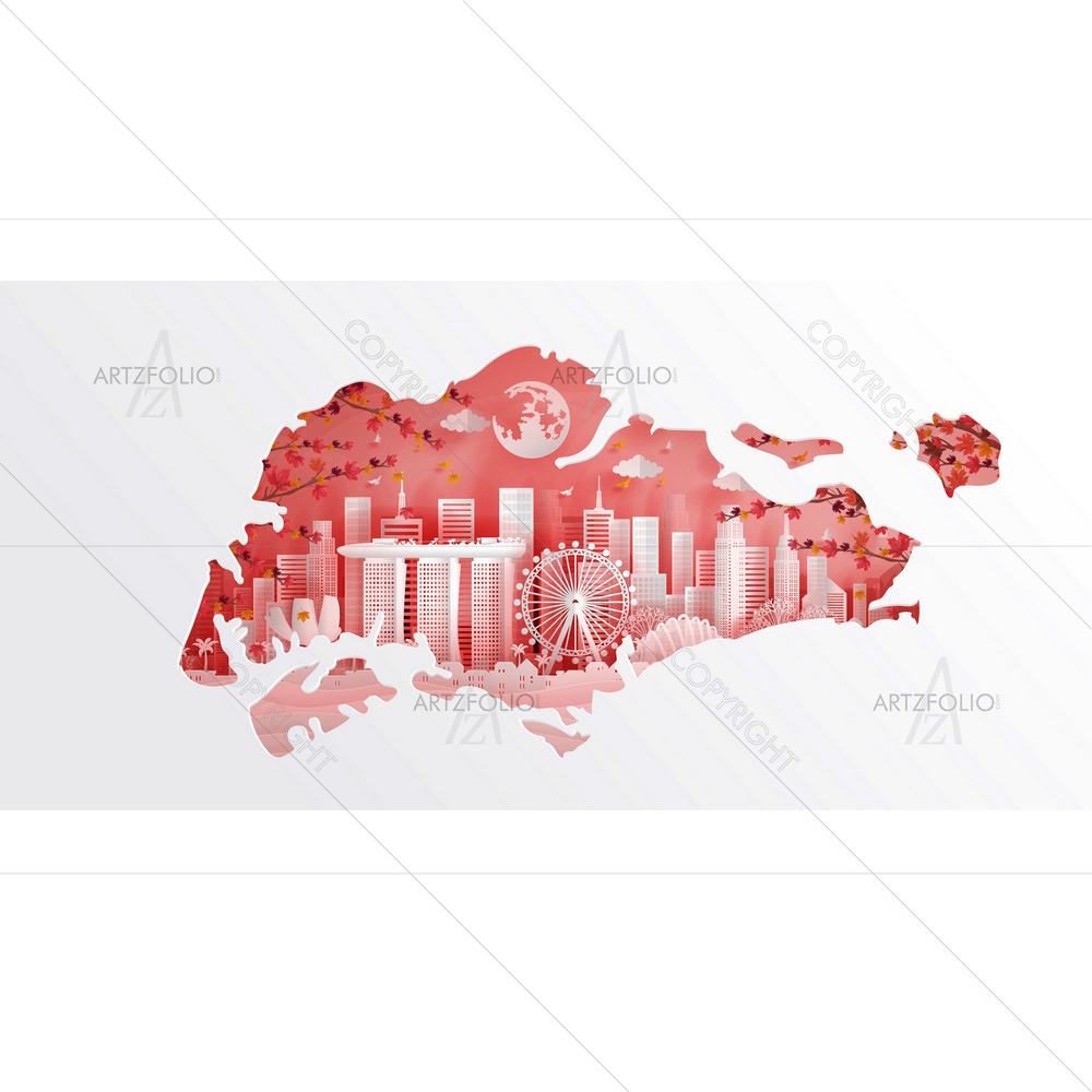 Singapore Autumn Map — custom-size art design 5013967