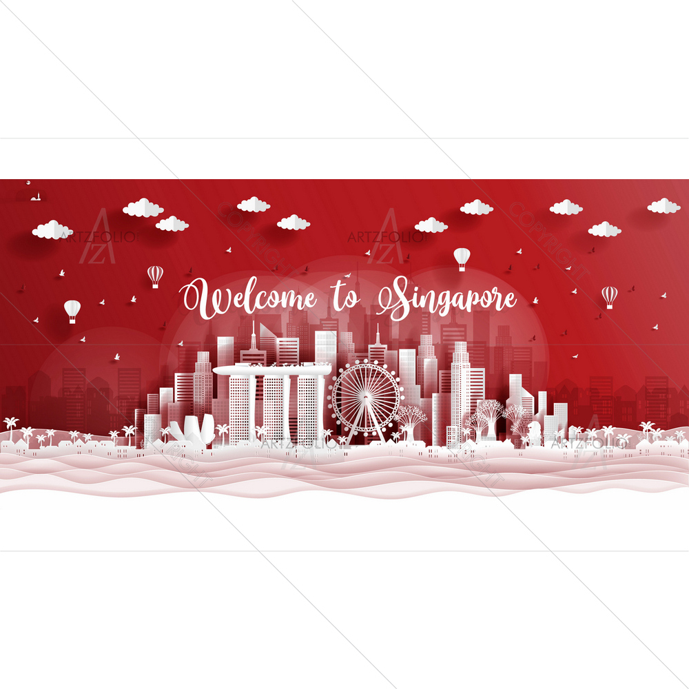Singapore Famous Landmarks D3 — custom-size art design 5013975