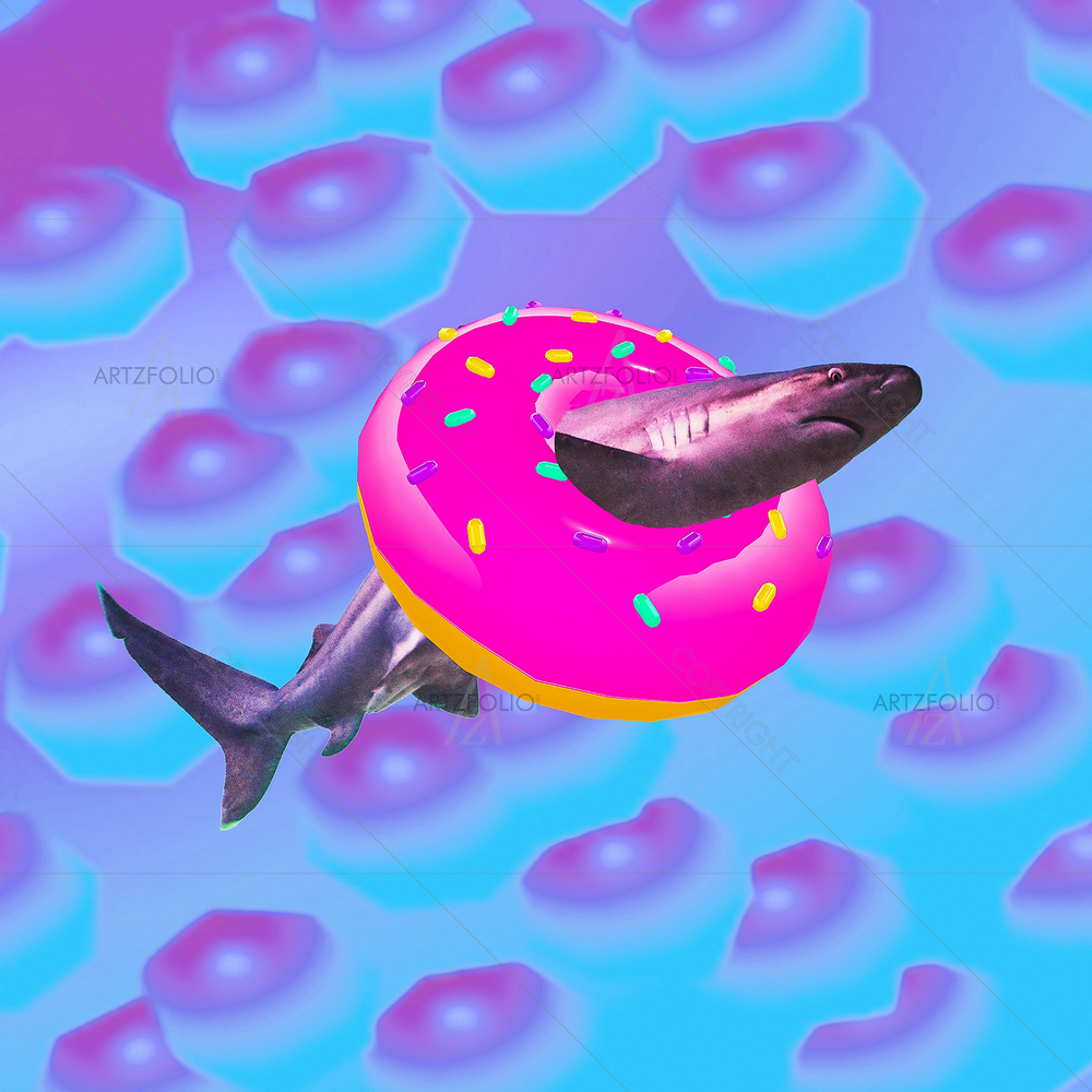 Shark Donut Ocean — Abstract custom art by ArtzFolio