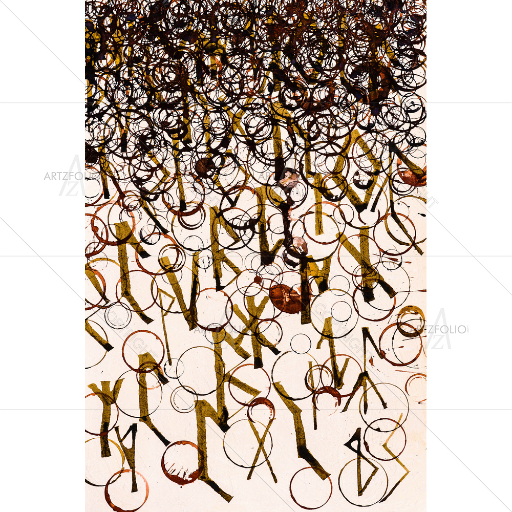 Calligraphy Using Yellowish Runic Shapes — Abstract custom art by ArtzFolio
