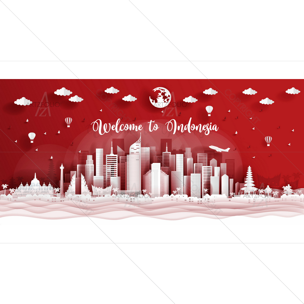 Indonesia Famous Landmarks D1 — custom-size art design 5013986