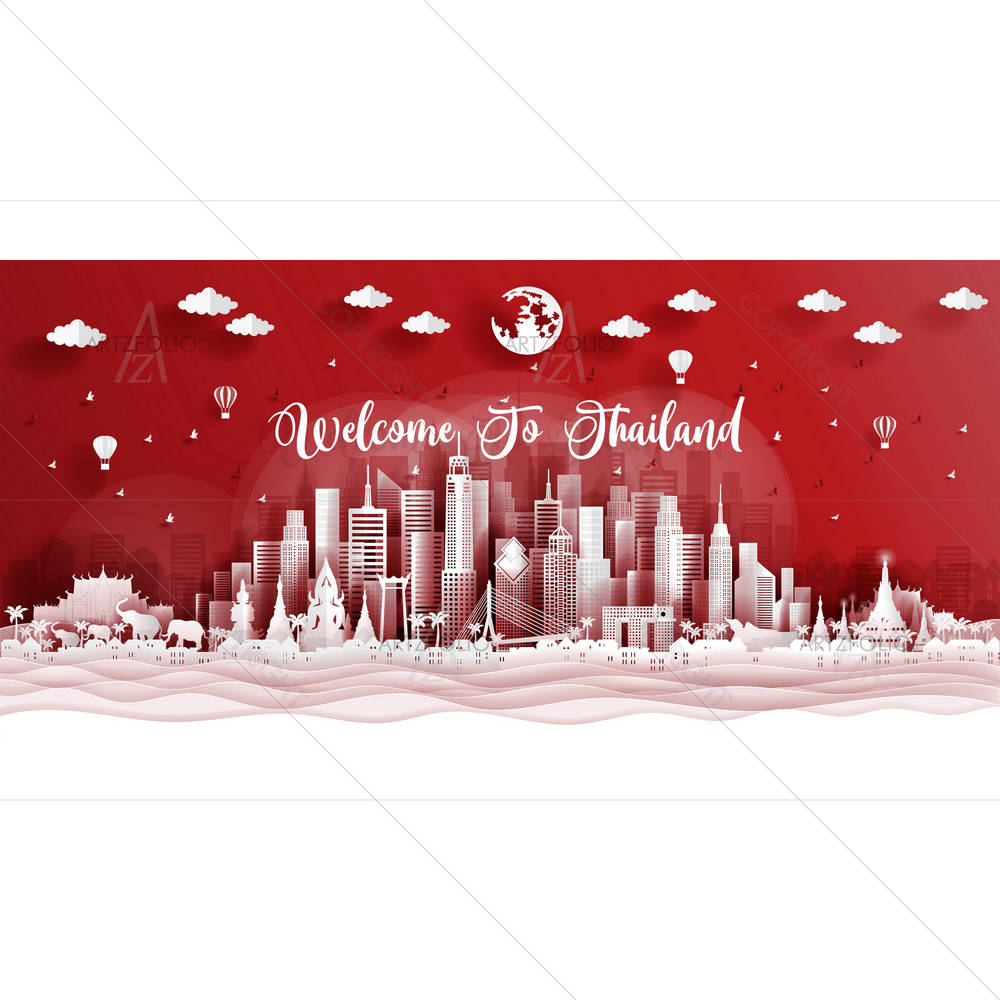 Thailand Famous Landmarks D2 — custom-size art design 5013987