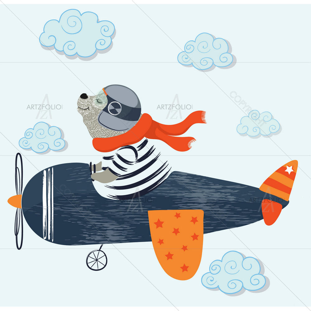 Bear with Plane — Animals custom art by ArtzFolio