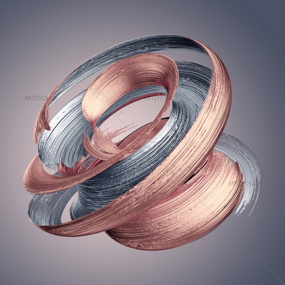 3D Abstract Metallic Brushstroke — custom-size art design 5013991
