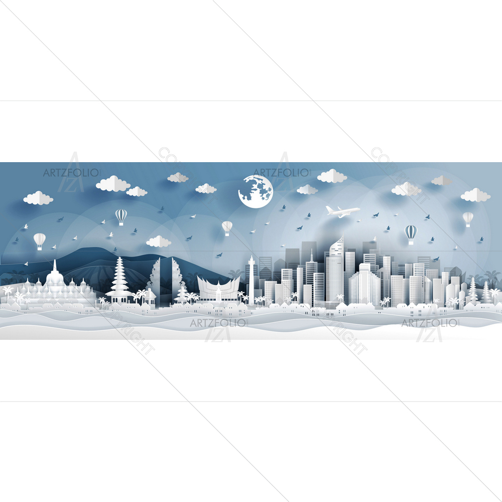 Indonesia Famous Landmarks D2 — custom-size art design 5013992