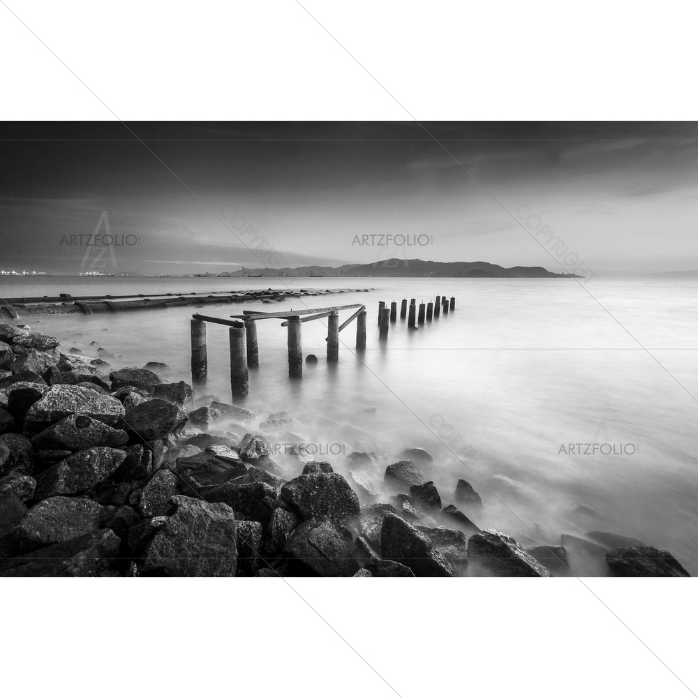 Abandon Jetty at Pulau Pinang Island, Malaysia — Fluid marble custom art by ArtzFolio