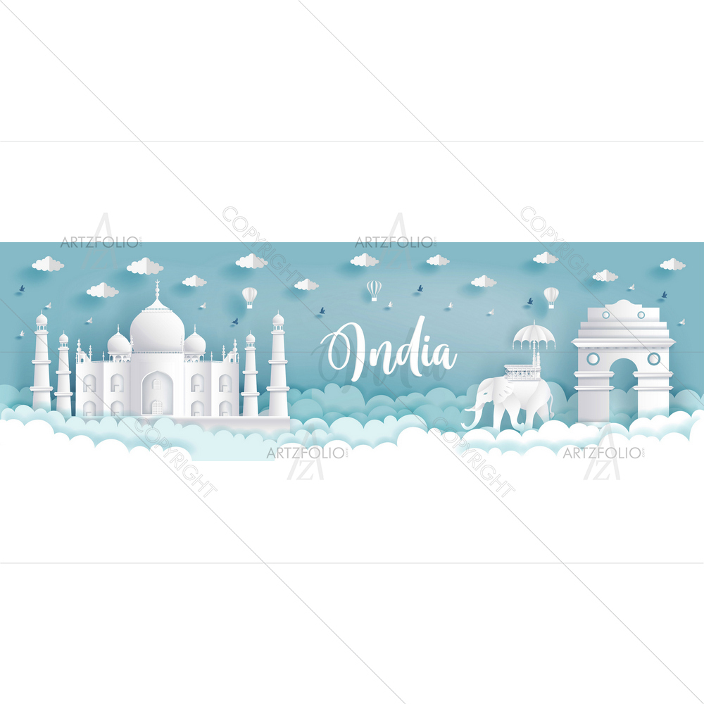 India Famous Landmark with Taj Mahal — custom-size art design 5014015