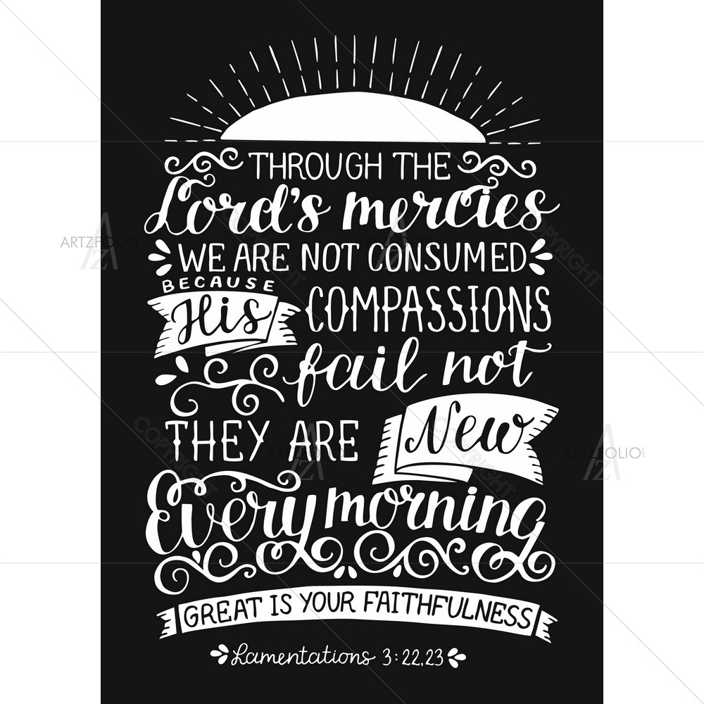 Through The Lord Mercies Biblical Quote — Devotional custom art by ArtzFolio