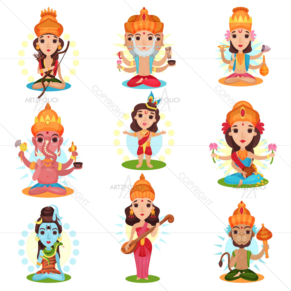 Indian God and Goddess Set — custom-size art design 5014024