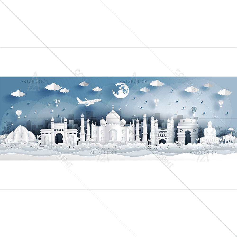 India Famous Landmarks — Devotional custom art by ArtzFolio