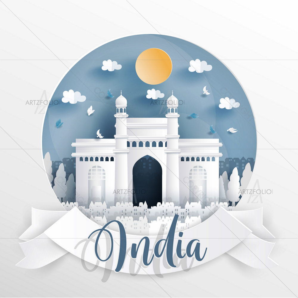 Indian Famous Landmarks with Frame D1 — custom-size art design 5014049