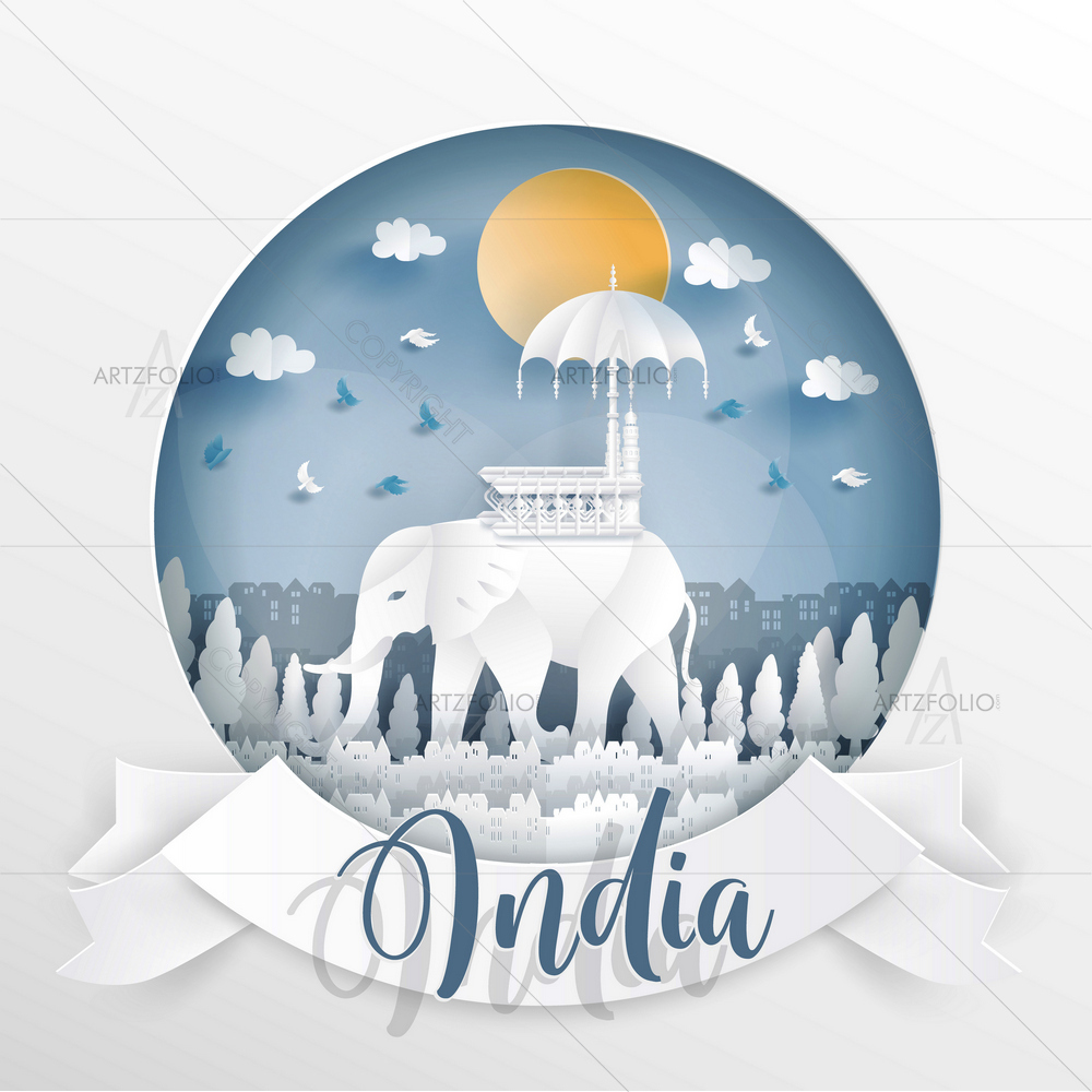 Indian Elephants with Frame — custom-size art design 5014050
