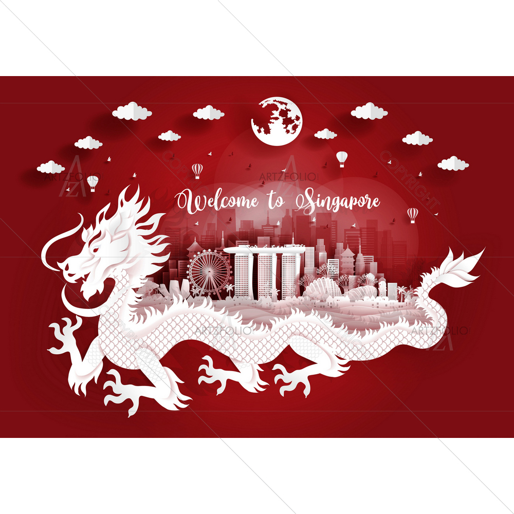 Singapore City Skyline — Automobiles custom art by ArtzFolio