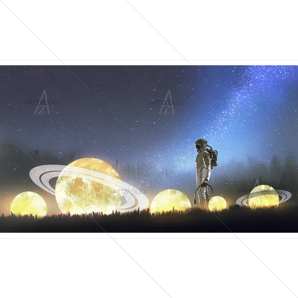 Astronaut Looking at Fallen Stars — Astronomy custom art by ArtzFolio