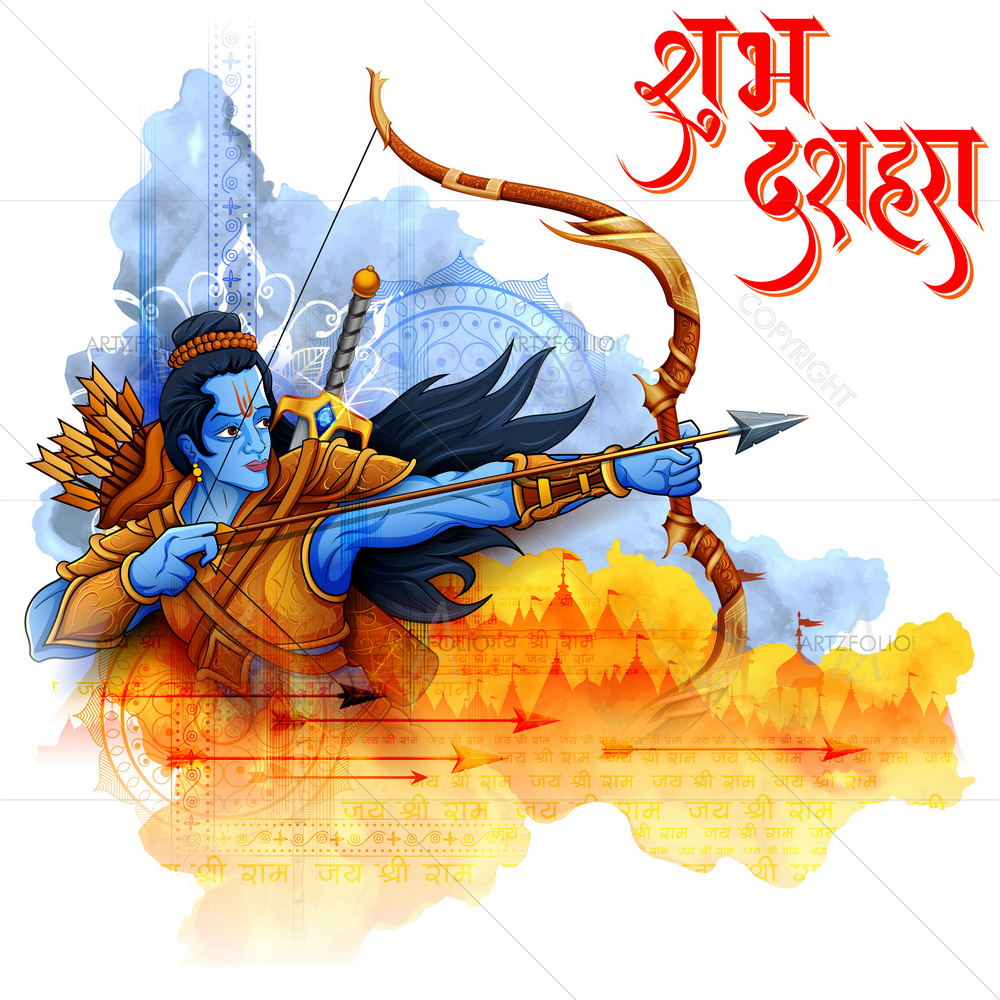 Lord Ram with Message — Devotional custom art by ArtzFolio