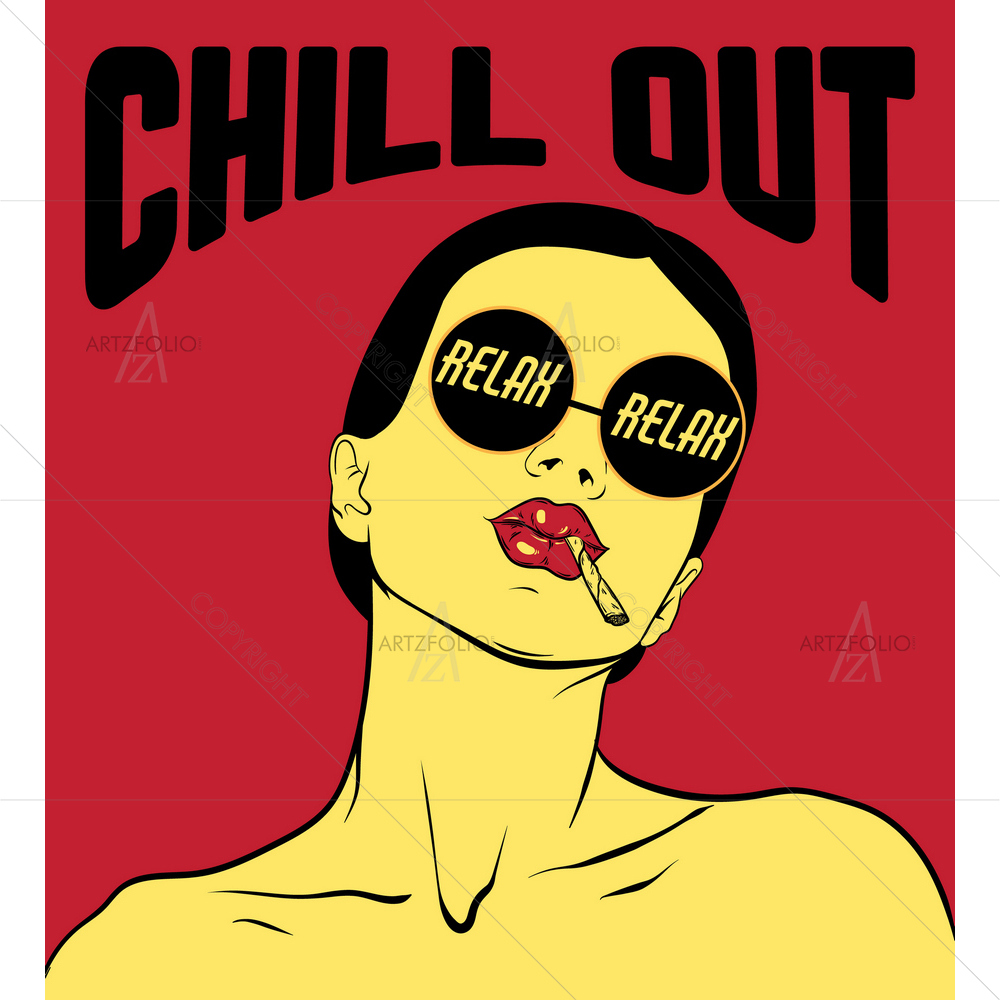 Girl with Cigarette in Sunglasses — custom-size art design 5014136