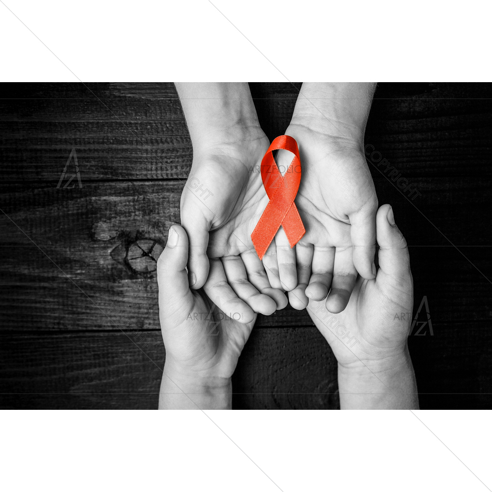 AID Red Ribbon in Hand — Baby custom art by ArtzFolio