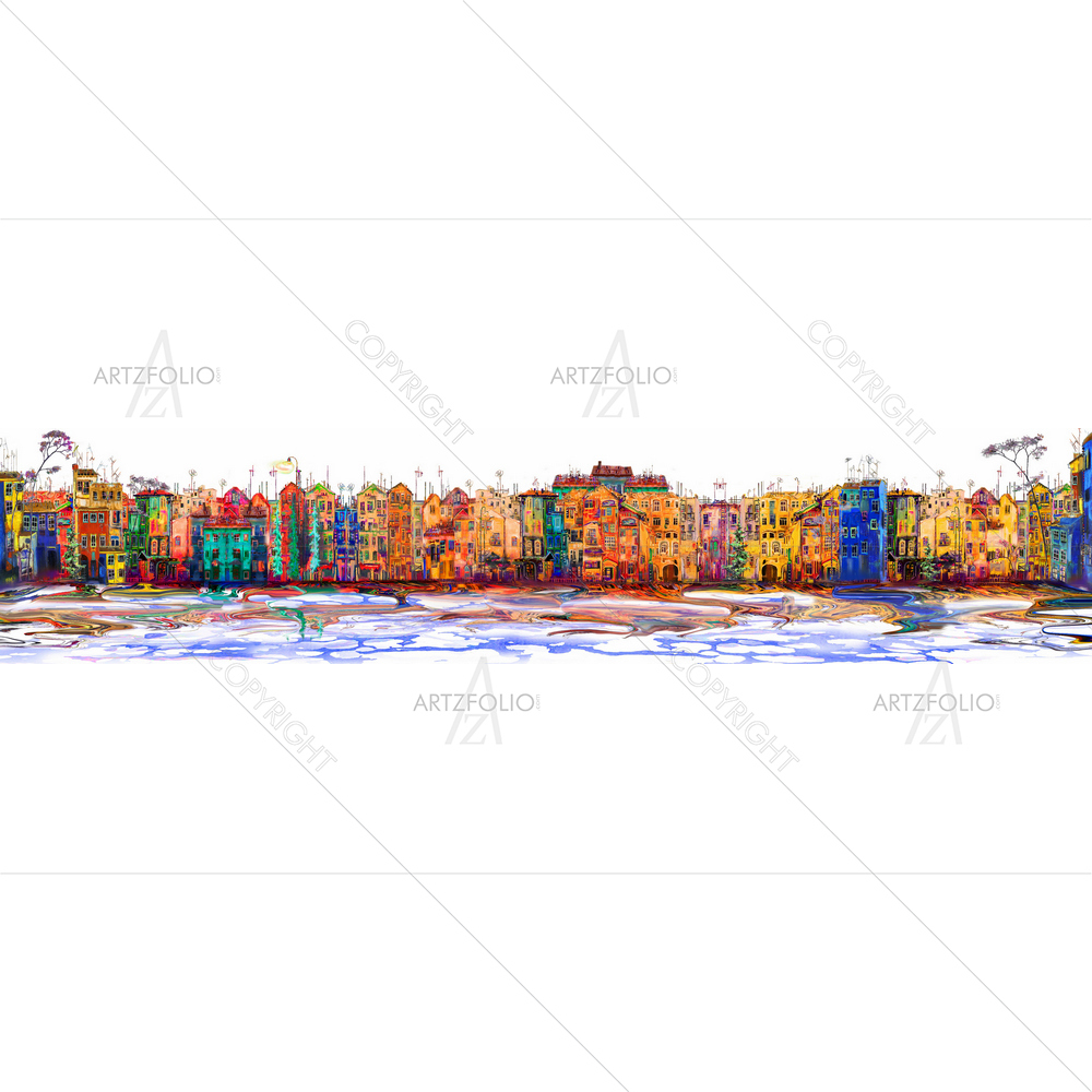 Colorful Panoramic Cityscape — custom-size art design 5014168
