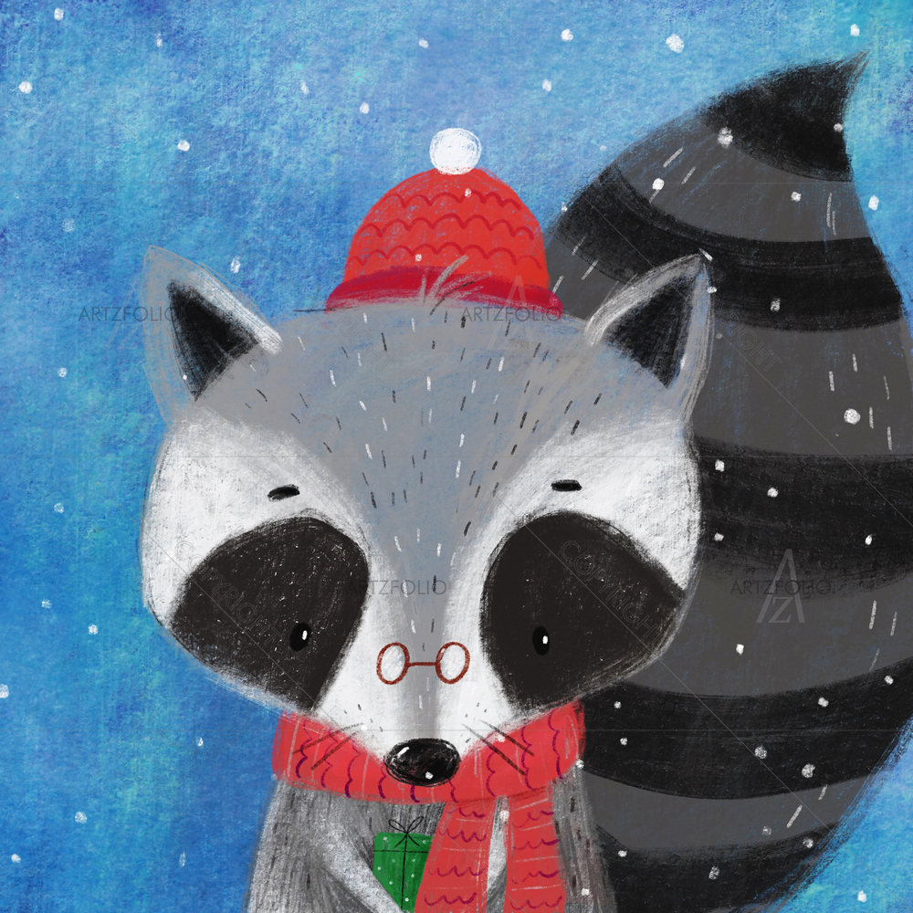 Cartoon Raccoon — custom-size art design 5014180