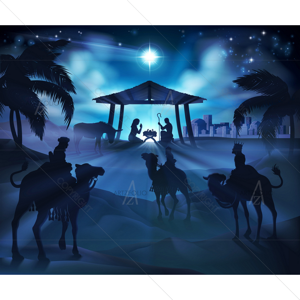 Men Riding Camels in Silhouette — Devotional custom art by ArtzFolio