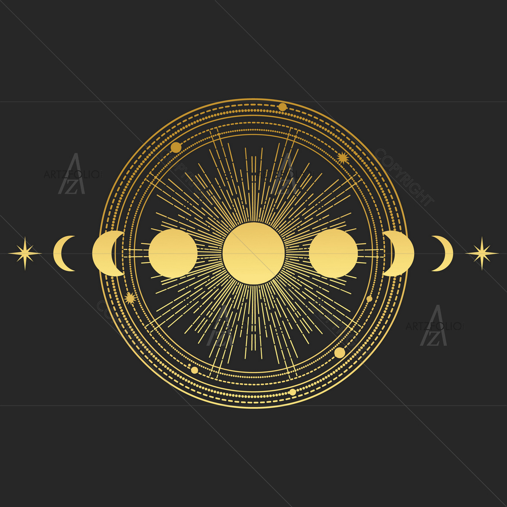 Abstract Composition of Sun, Moon — custom-size art design 5014191