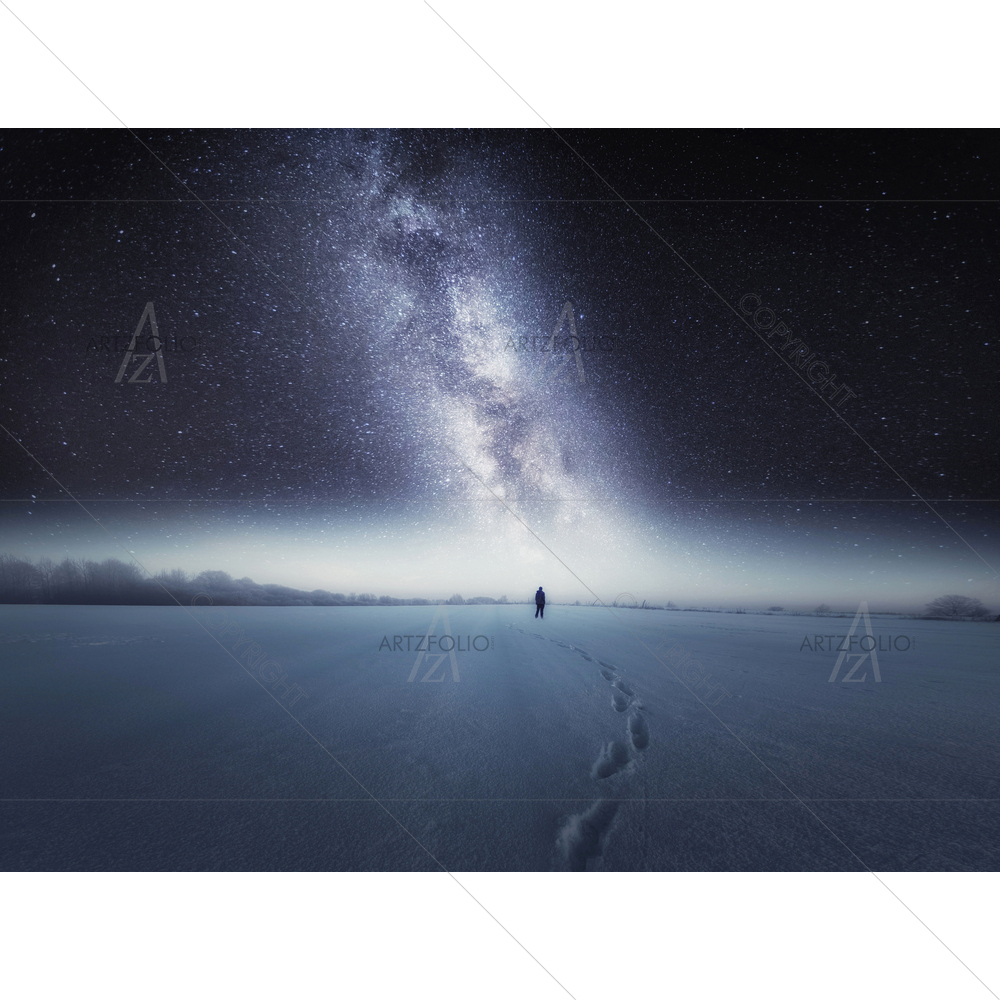 Surreal Landscape and Man Silhouette — custom-size art design 5014192