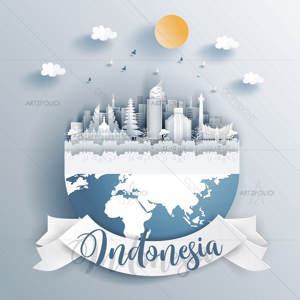 Indonesia Landmarks on Earth — Architecture custom art by ArtzFolio