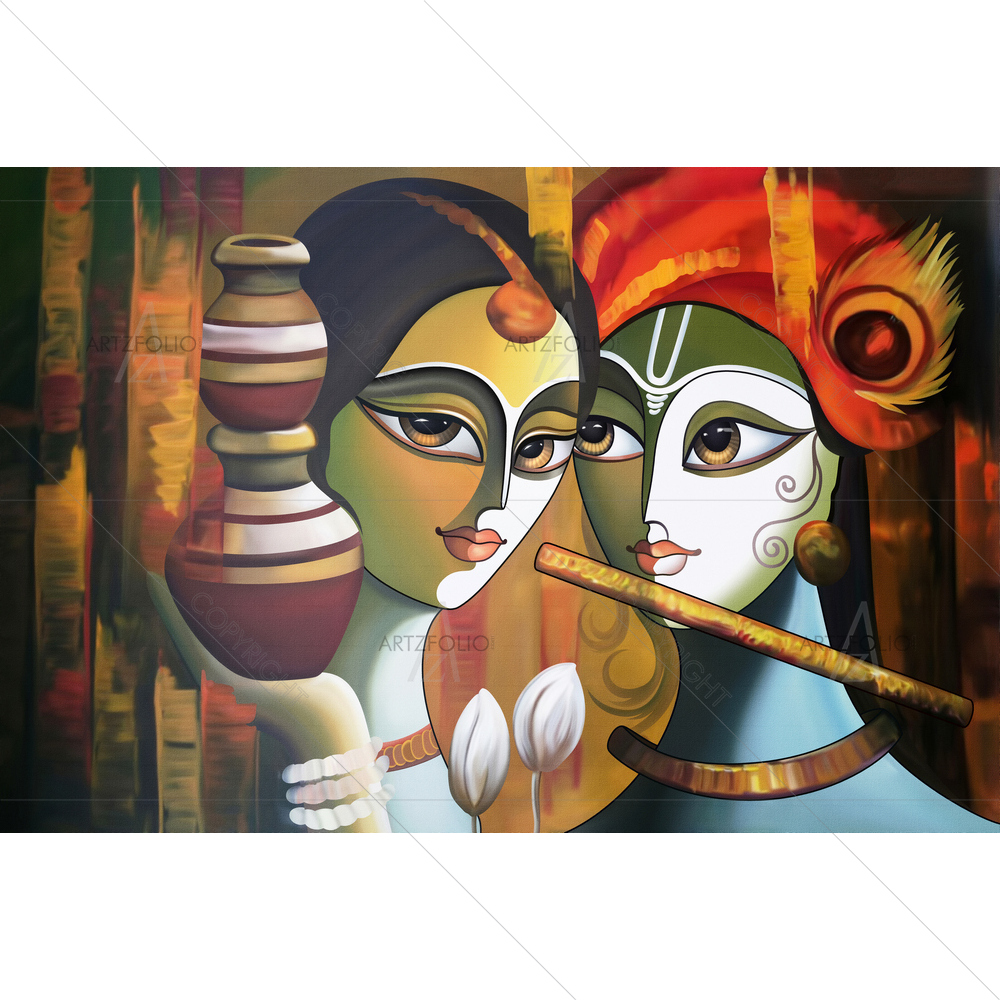 Hindu God Radha Krishna D1 — Devotional custom art by ArtzFolio