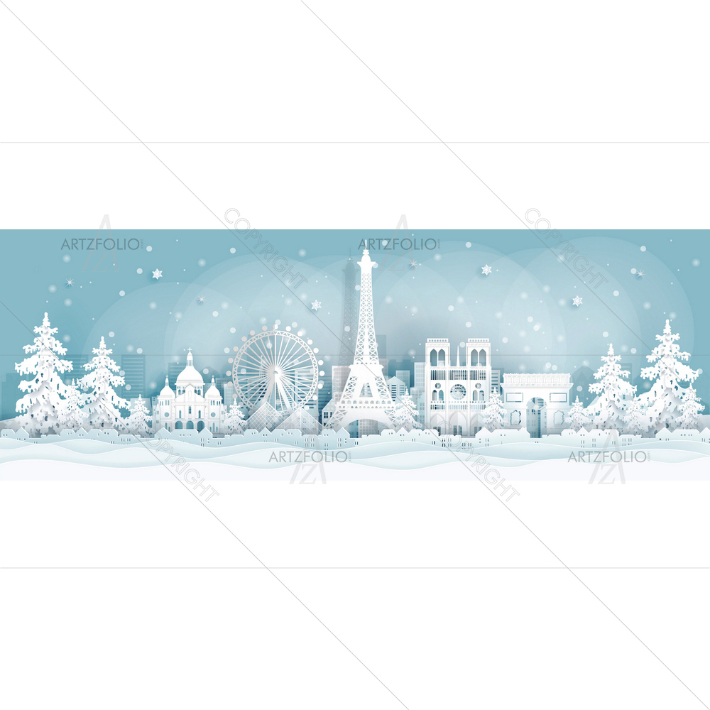 Paris Famous Landmarks D5 — custom-size art design 5014214