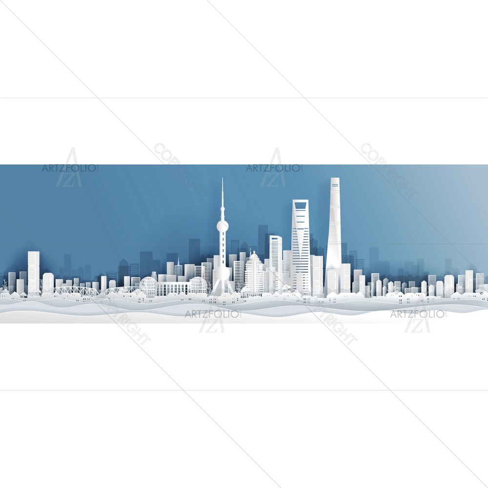 Shanghai Famous Landmarks D2 — Abstract custom art by ArtzFolio