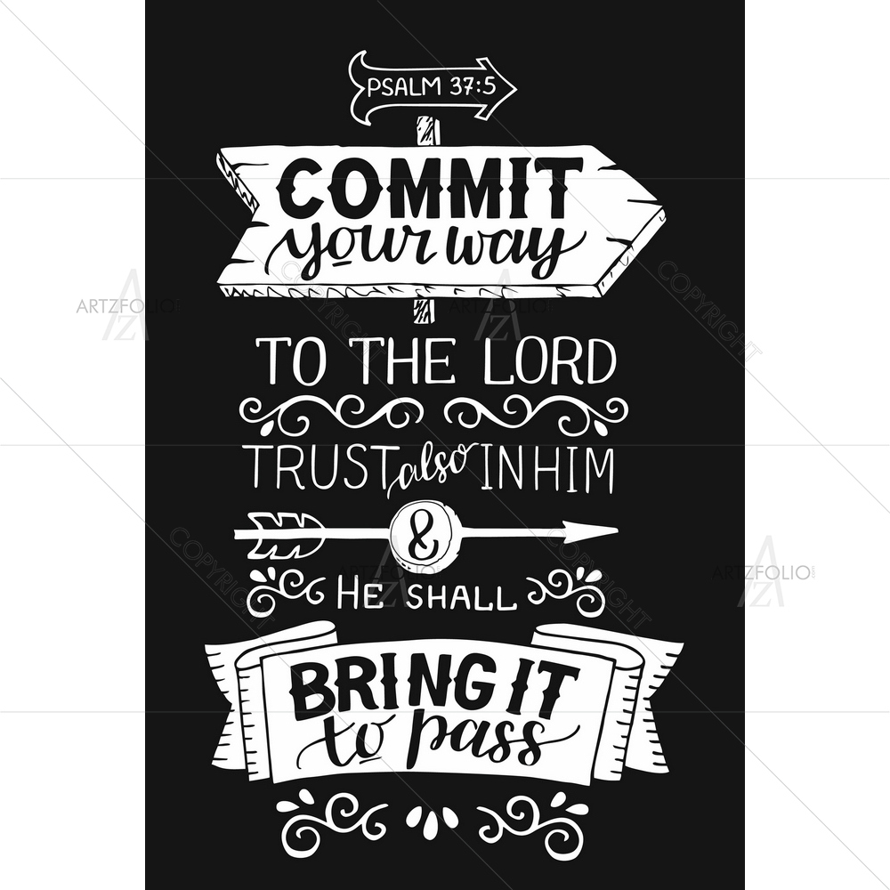 Monochrome Biblical Quote Psalm — custom-size art design 5014233