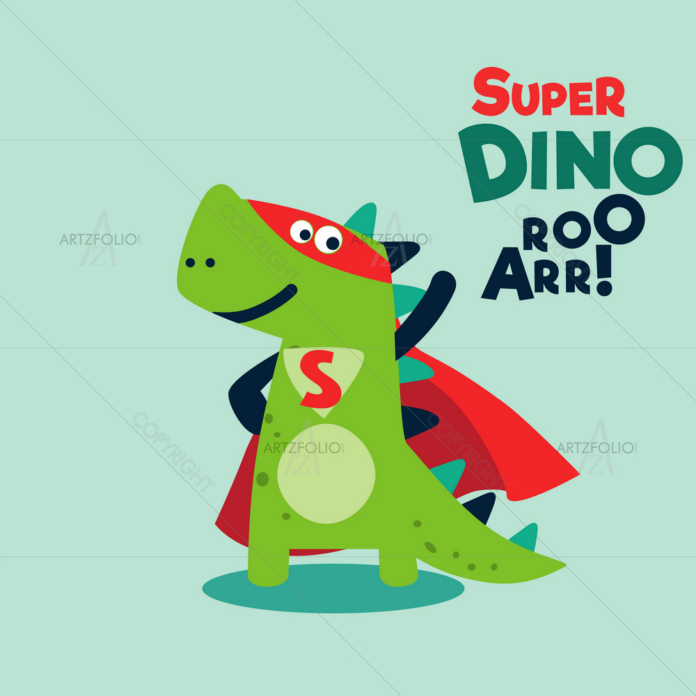 Dinosaur in Superhero Costume — Animals custom art by ArtzFolio
