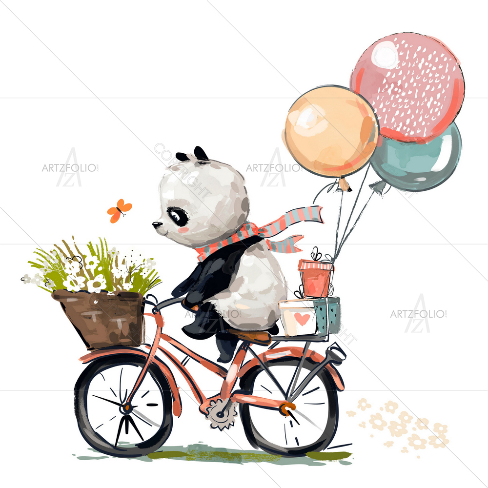Little Panda on Bike — custom-size art design 5014251