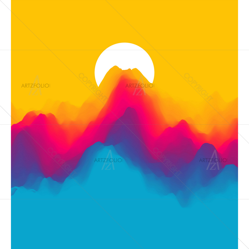 Sunset Mountainous Terrain D3 — custom-size art design 5014269