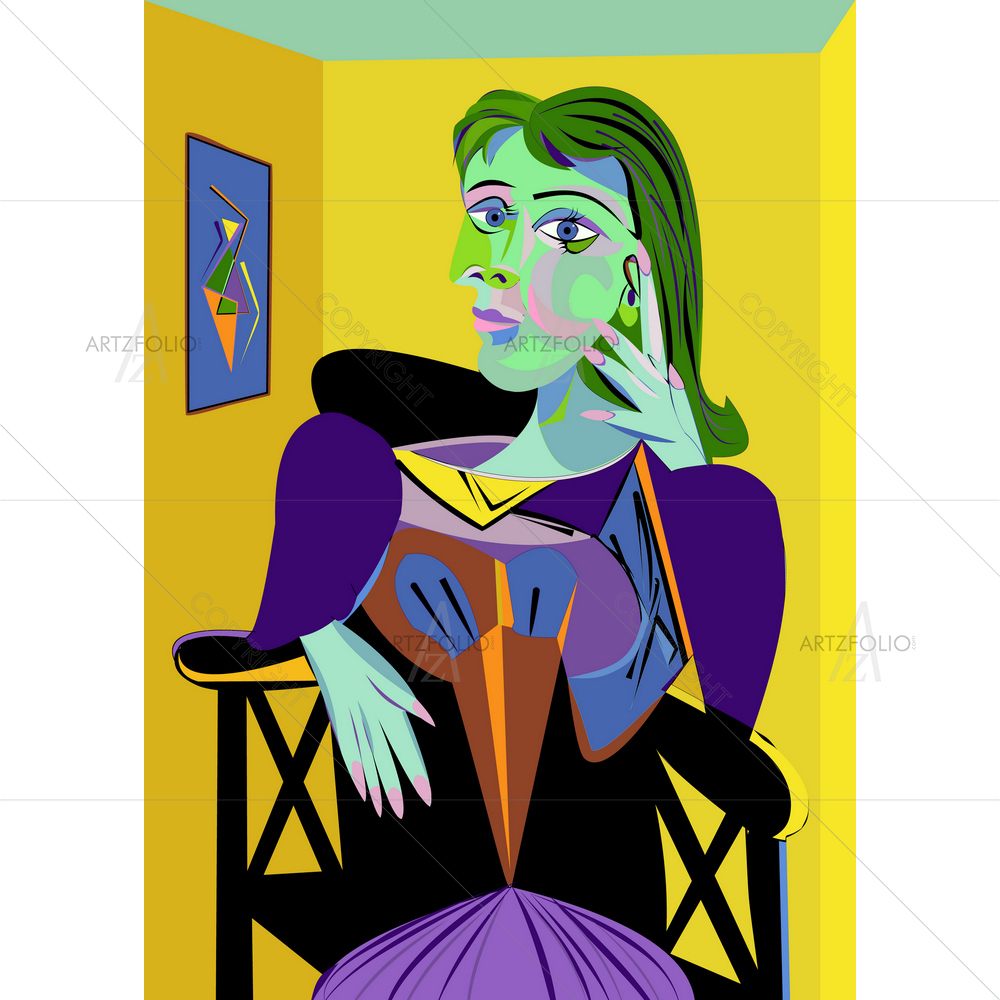 Woman on Chair — Cubism custom art by ArtzFolio