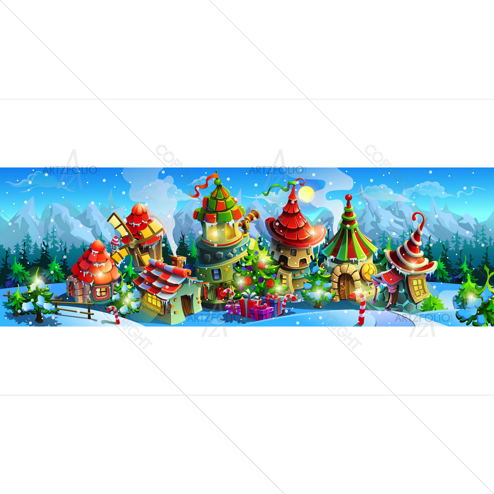 Christmas Fairy Tale Village — custom-size art design 5014298